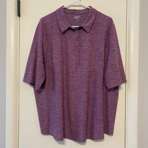 Duluth Trading Co Women's Armachillo Polo Elbow-Sleeve Shirt Top XXL/2XL Purple